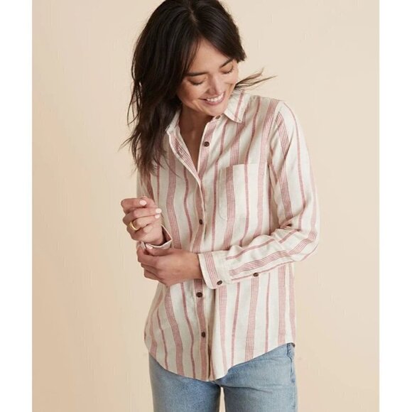 Marine Layer Tops - NWT Marine Layer Clara Relaxed Shirt in Red White Small